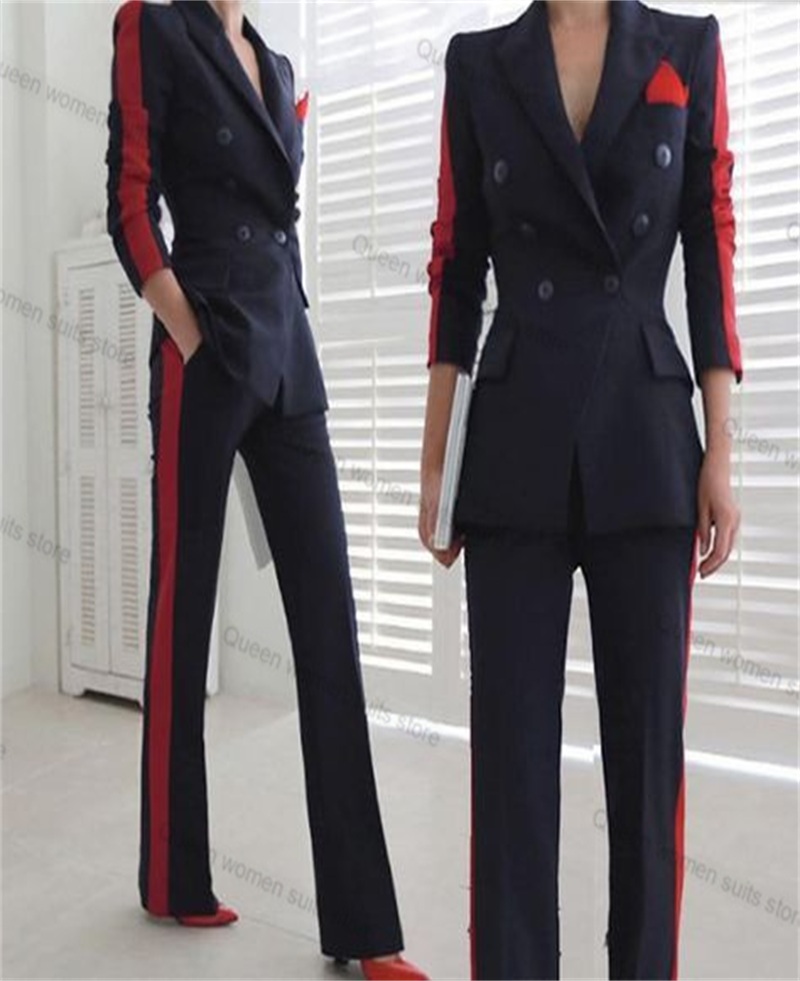 Women Formal Wear Coat - Red Black Autumn Women Suit Set