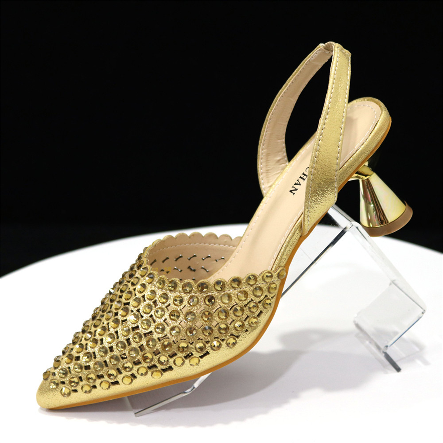 Shiny Gold Rhinestone Shoe & B - đánh giá và giá Slingback Heel Formal
