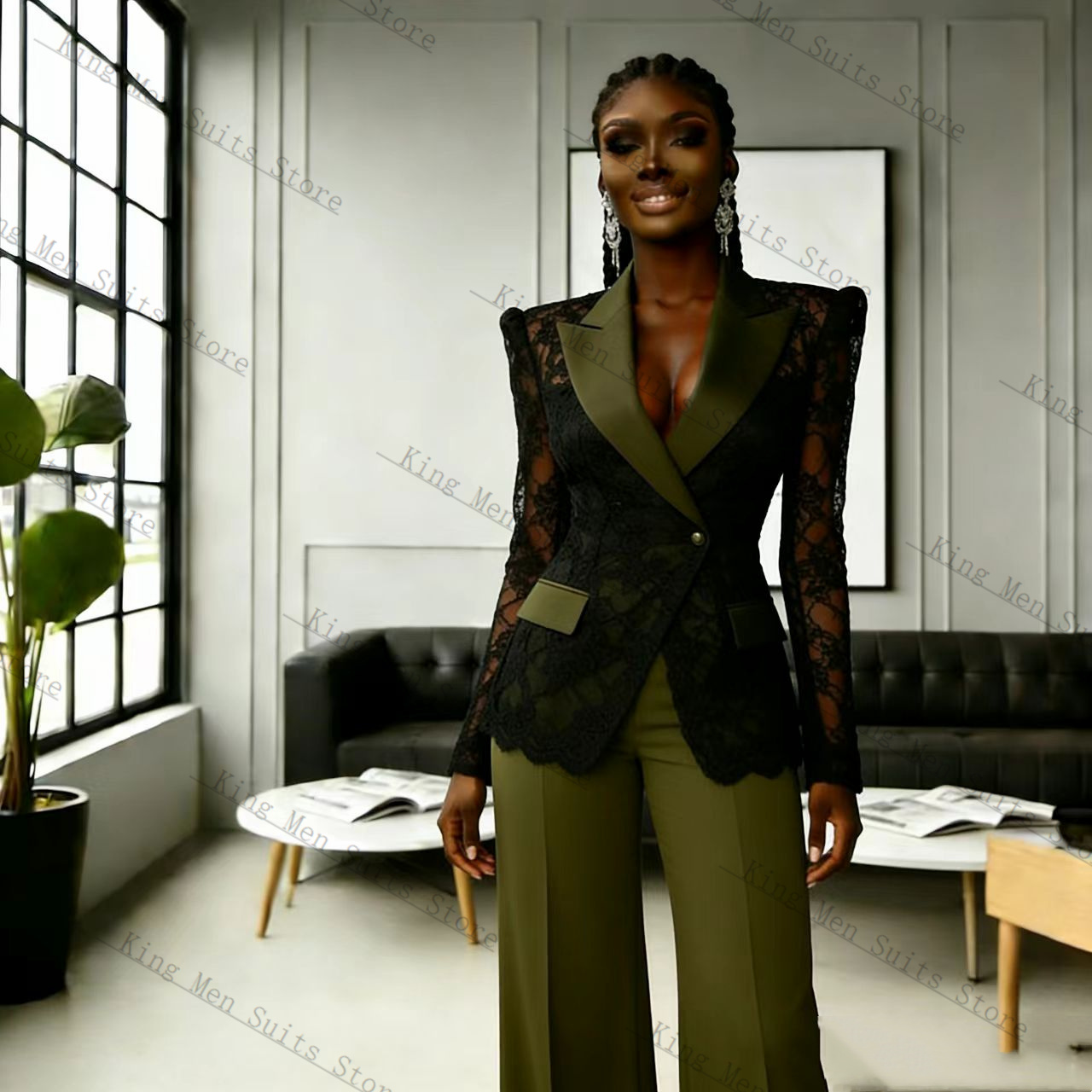 Green Black Lace Women Suit Se - đánh giá và giá Women Formal Wear Coat