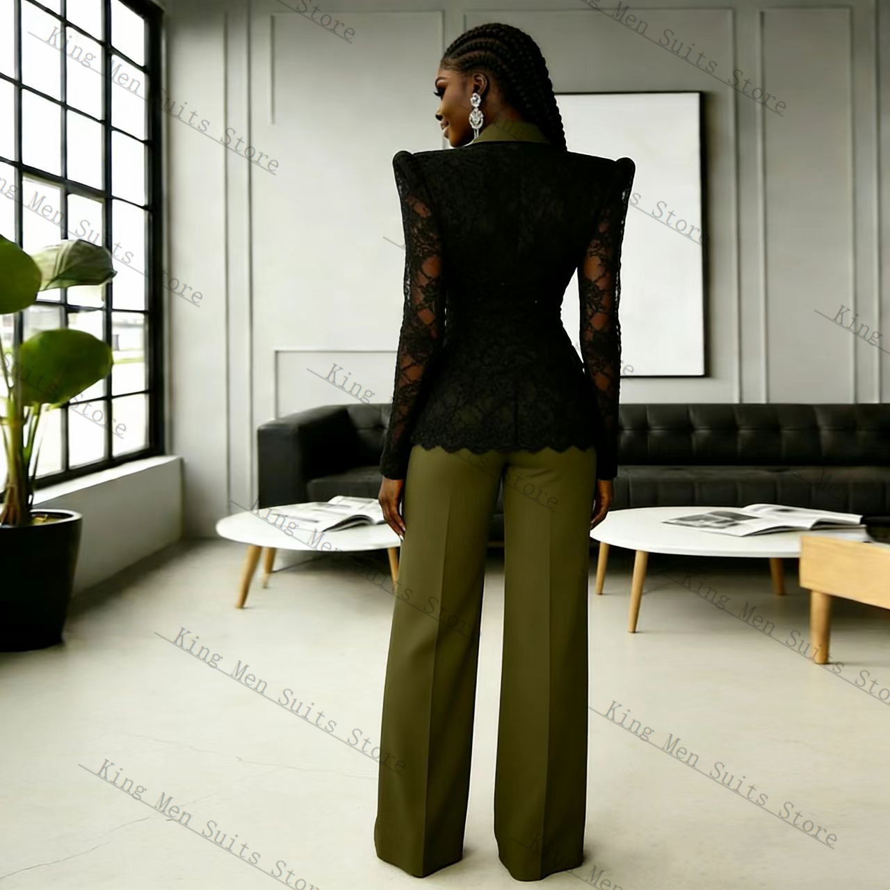 Green Black Lace Women Suit Se - đánh giá và giá Women Formal Wear Coat