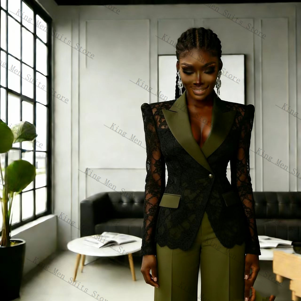 Green Black Lace Women Suit Se - đánh giá và giá Women Formal Wear Coat