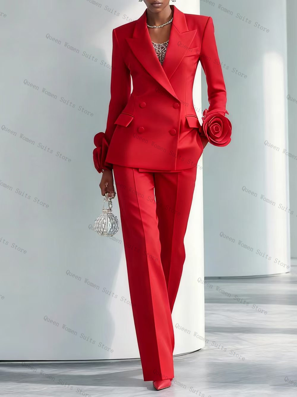 Luxury Red Women Suit Set 2 Pc - đánh giá và giá Women Formal Wear Coat