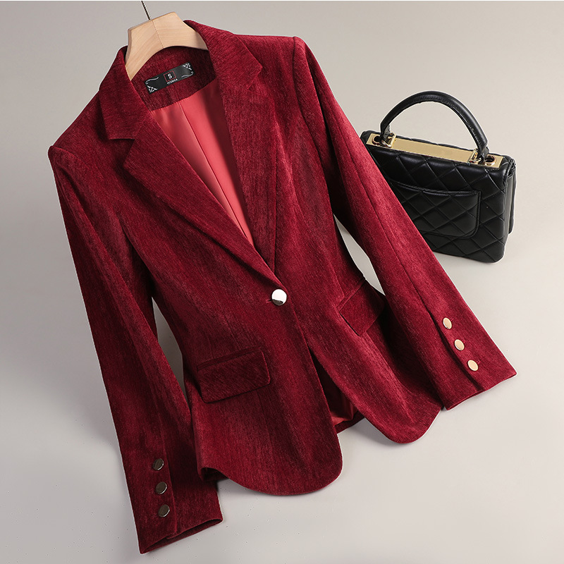 Yellow Gold Velvet Blazer Wome - đánh giá và giá Women Formal Wear Coat