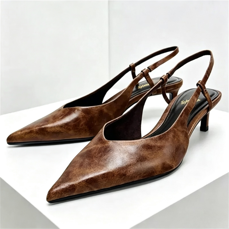 Retro Brown Kitten Heel Design - đánh giá và giá Slingback Heel Formal