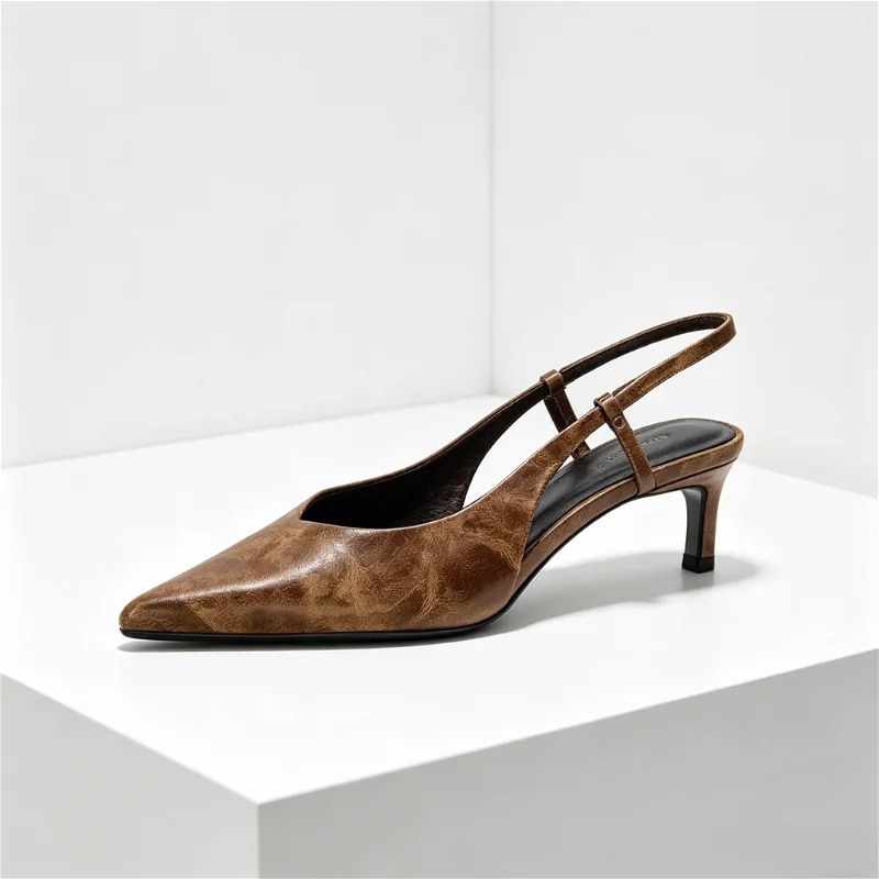 Retro Brown Kitten Heel Design - đánh giá và giá Slingback Heel Formal