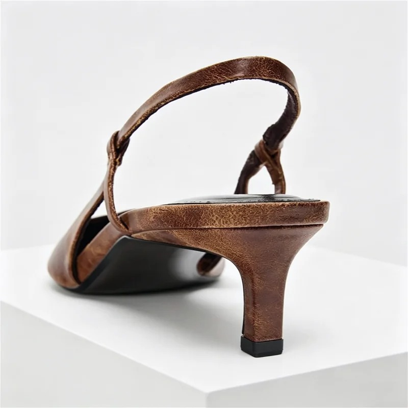 Retro Brown Kitten Heel Design - đánh giá và giá Slingback Heel Formal