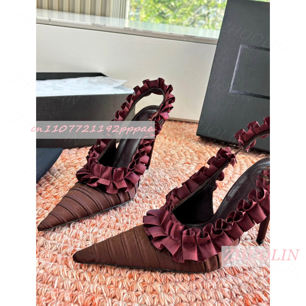 Slingback Heels Burgundy Pleat - đánh giá và giá Slingback Heel Formal